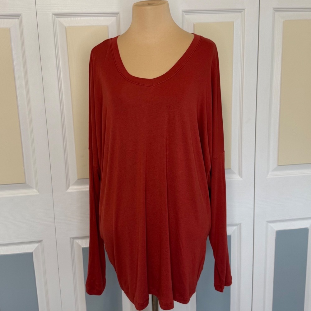 Cabi Rust Red Dolman Long Sleeve Scoop Neck Relaxed Top XL 4195